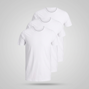 เสื้อยืดคอกลมแขนสั้นผู้ชาย สีขาว ผ้าฝ้าย 100% ทรงปกติ ผ้าเจอร์ซีย์เนื้อนุ่ม สีพื้น เรียบง่าย สวมใส่สบาย - Product Image 3