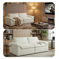 Canapé modulable de luxe en velours côtelé avec mousse à mémoire de forme, canapé nuage sans structure, grand canapé de sol crème pour appartement (OEM/ODM)