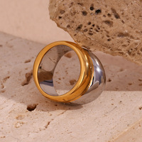 Gravierte Valentinstag Schmuck Geschenk 18 Karat Gold Mode Frauen Edelstahl Ring Chunky Geometric Ring für Frauen