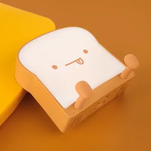 Usb Creative Cartoon Cute Toast Bread Mini Night Light Mobile Phone Holder Night Light For Family Watching Movies And Sleeping