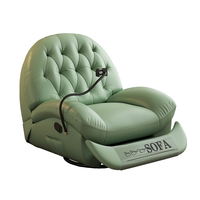 Fauteuil inclinable manuel capitonné avec dossier réglable, fauteuil pivotant en cuir souple pour salon et chambre à coucher