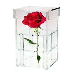 1 Hole Clear Acryl Rose Flower Box Bruiloft Bloem Gift Box