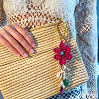 JS 2026 Nieuwe Amerikaanse Europese Stijl Tas Accessoires Haakwerk Bloem Aardbei Vis Hart Boze Oog Sleutelhanger Charms DIY
