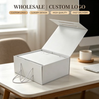 Boîte cadeau magnétique blanche avec logo personnalisé et poignée en corde, fermeture magnétique robuste de luxe pour cadeaux et vêtements