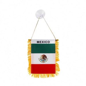 Drapeau mexicain à franges double face sur mesure pour rétroviseur de voiture avec ventouse - Product Image 1