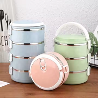 Nouveaux arrivages Boîte à bento ronde à lunch multicouche portable Boîte à lunch pour enfants en acier inoxydable scellée Personnalisation du support