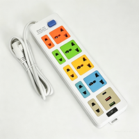 Stop Kontak Ekstensi Anjehold Factory Grosir Warna-Warni 9 Outlet 2 USB 1 Type-C untuk Rumah