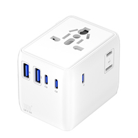 Adaptateur de voyage universel GAN 100W PD à expédition immédiate avec convertisseur de puissance pour Royaume-Uni, États-Unis, UE, Australie - Type C avec fusible à réinitialisation automatique