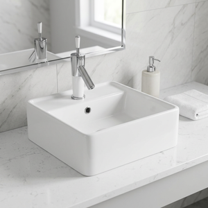 MING <span class=keywords><strong>LIU</strong></span> Lavabo de Baño Cuadrado de Cerámica con Diseño Moderno, Certificado ISO9001, Fácil de Limpiar, Color Blanco, Garantía de 3 Años - Product Image 4