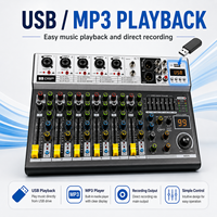 Console de mixage audio professionnelle 6 canaux en métal avec 99 effets DSP, Bluetooth, USB, pour DJ, karaoké, enregistrement, sonorisation en direct, système PA