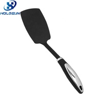 Spatule de cuisine solide en nylon, écologique, avec logo personnalisé, de qualité alimentaire, antiadhésive, noire, légère, résistante au lave-vaisselle