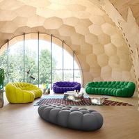 Canapé bulle moderne de luxe incurvé en nid d'abeille coloré Ensemble design pour le salon