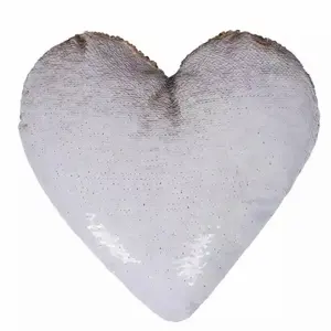 Ändern Flip Magic Weiß und <span class=keywords><strong>Gold</strong></span> Pailletten hochwertige Kissen bezug herzförmige Kissen - Product Image 4