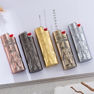 Estuche Protector Metálico Portátil para Encendedor <span class=keywords><strong>Bic</strong></span>, Diseño Retro - Product Image 1