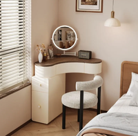 Table de toilette d'angle moderne en bois massif couleur crème, petite armoire de chambre au design durable pour appartement