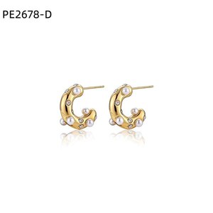 Amy Amy C Shape Stud <b>Earrings</b> <b>Silver</b> Plated Imitation <b>Pearl</b> Women's Fashion Jewelry Gift Trendy Moon Design - Product Image 2