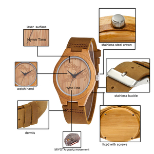 Wholesale Customized High Quality Japanese Movement Bamboo <strong>Watch</strong> Wood <strong>Watch</strong> With Leather Brand - Product Image 2