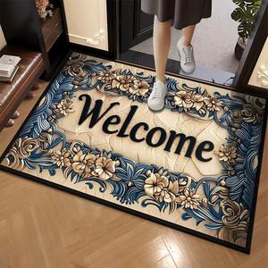 พรมเช็ดเท้าลายดอกไม้ทันสมัย ใยโพลีเอสเตอร์ สำหรับใช้ภายในอาคาร รูปทรงสี่เหลี่ยมผืนผ้า คุณภาพสูง ลายที่ 1 ลายที่ 2 ลายที่ 3 ลายที่ 4 - Product Image 4
