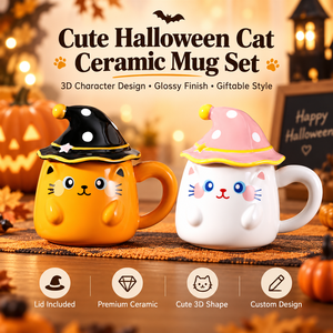 Nueva Taza de Café de Cerámica Personalizada con Diseño de Dibujos Animados para Festivales, con Tapa de Sombrero Mágico, Linda Taza <span class=keywords><strong>3D</strong></span> para Halloween - Product Image 1