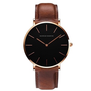 Nuevo Reloj de Lujo para Hombre en Oro Rosa con Correa de Cuero Marrón Simple, Sin Segundero, Resistente al Agua 30M, Reloj de Cuarzo Casual Unisex - Product Image 1