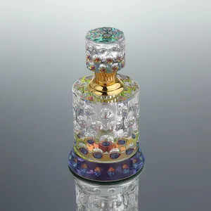 CJ Botol Parfum Kristal Parfum Kaca, Kubah Mewah Vintage Berukir Bening Kaca Kosong Minyak Wangi