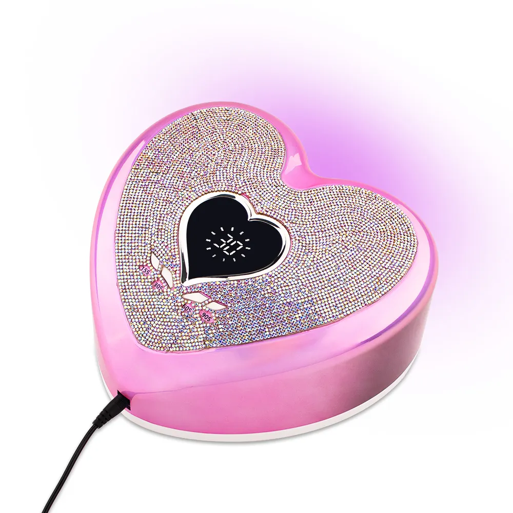 Lámpara de manicura profesional con charol en el mercado, UV-LED de manicura profesional con forma de corazón, diseño elegante de Navidad, 96W