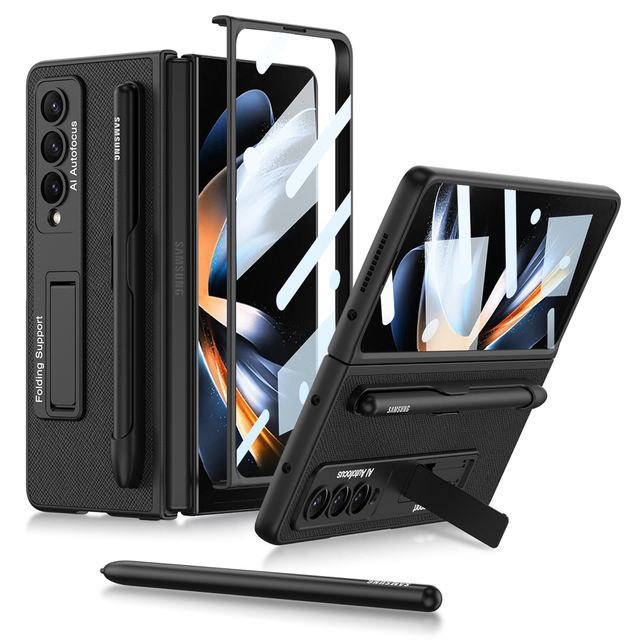 For Samsung Galaxy Z Fold 3 Fold 4 Cell Phone Case Pen Holder Pu Phone Case for Samsung Z Fold 4  Business Phone case