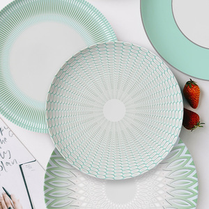 Ensemble d'assiettes à dîner en porcelaine osseuse de conception végétale simple Style Ins de feuille de saule pour banquet de mariage d'hôtel - Product Image 2