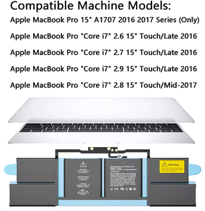 <span class=keywords><strong>Batterie</strong></span> de <span class=keywords><strong>remplacement</strong></span> pour ordinateur portable <span class=keywords><strong>MacBook</strong></span> <span class=keywords><strong>Pro</strong></span> 15 pouces A1707 A1820 fin <span class=keywords><strong>2016</strong></span> mi-2017 EMC 3072 3162 Batteries numériques au lithium polymère - Product Image 2