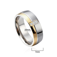 Nouvelle Arrivée Bague de Mariage Classique en Titane et Or 18K avec Zircon de 7mm à Sertissage Invisible, Personnalisable et Gravable pour Homme et Femme, Vente en Gros