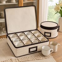 Boîte de rangement matelassée antichoc légère et moderne pour vaisselle, étui anti-poussière pour assiettes, tasses et bols en porcelaine fine