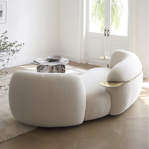 Sofá conversível luxuoso moderno da tela do canto com Seat cor customizável do quadro três da madeira maciça curvado estilo do creme do projeto - Product Image 5