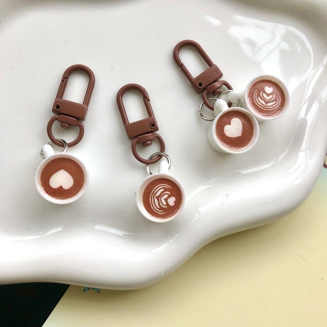 SC Hot Sale Handmade Resin Key Buckle Bag Decoration Resin Key Chain Cute Plastic Coffee Cup Keychain for Girls