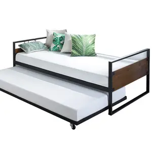 Twin Daybed En Onderschuifbed Frame Set Slaapbank Moderne Woonkamer Enkele Bed Voor Verkoop