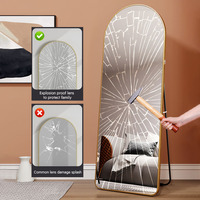 Miroir de salle de bain rectangulaire arrondi avec cadre en aluminium imitation bois, fixation murale pour vanité, décoration intérieure, vente en gros