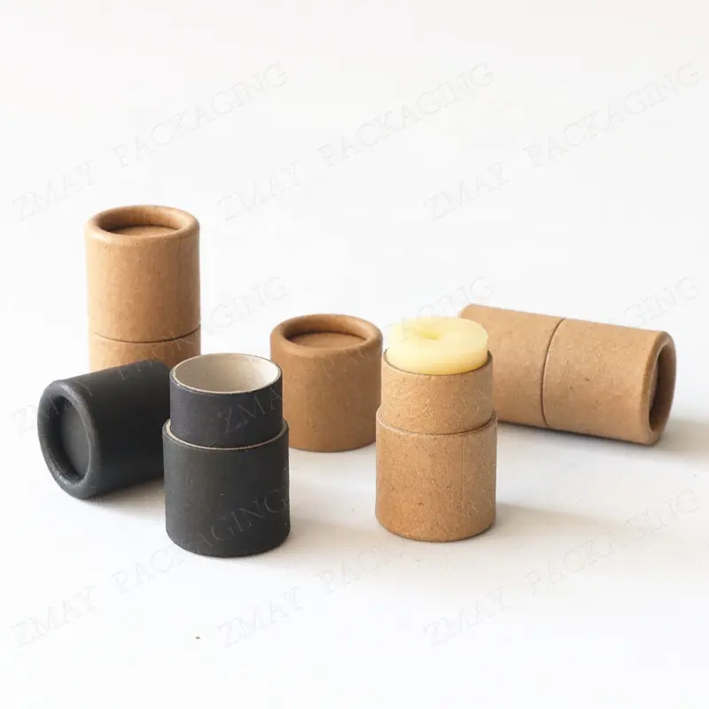 Tabung silinder kertas kraft untuk tabung chapstick pelembap bibir wadah push up biodegradable
