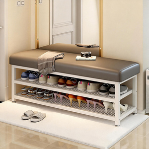 <strong>Shoe</strong> Storage <strong>Bench</strong> <strong>with</strong> Seat Cushion, Upholstered <strong>Shoe</strong> <strong>Rack</strong> <strong>Bench</strong>,<strong>Shoe</strong> Storage Organizer <strong>with</strong> Metal Mesh Shelves for <strong>Shoe</strong> Store - Product Image 1