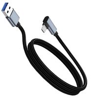 Kabel Transfer Data dan Pengisian Daya USB 3.0 Male 90 Derajat Sudut Tipe-C dengan Pelindung Nylon PVC, Kecepatan Transfer 5Gbps untuk Komputer dan Laptop