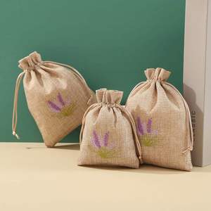 Venta al por Mayor de Bolsas de Tela Reutilizables Ecológicas USM, Bordadas con Flores Secas de Lavanda, de Lino y Yute, con Cordón y Logotipo Personalizado - Product Image 4