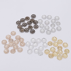 Cuentas huecas con forma de flor para la elaboración de collares, accesorios de joyería de hierro chapado en plata, oro y bronce antiguo AC0305 - Product Image 3