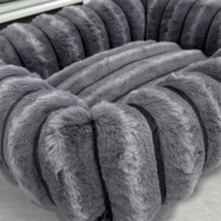 Coussin rectangulaire pour animaux de compagnie en tissu peluche lapin à rayures droites haute densité pour chats et chiens à poils longs, chaud pour l'hiver