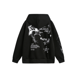 Sudadera con capucha de lana de algodón de peso pesado para hombre de alta calidad Sudadera con capucha con cremallera impresa personalizada para hombre - Product Image 3