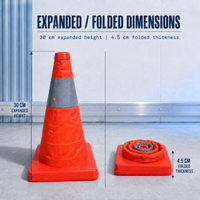 Cône de signalisation pliable imperméable avec bandes réfléchissantes pour les chantiers de construction et les travaux routiers