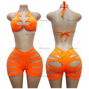 Maxsun Hot Cô Gái Kỳ Lạ Khiêu Vũ Mặc Vũ Nữ Thoát Y Trang Phục Thiết Kế Cơ Thể Stocking Hot Cô Gái Sexy Backless Net Kim Cương Sexy Đồ Lót - Product Image 3