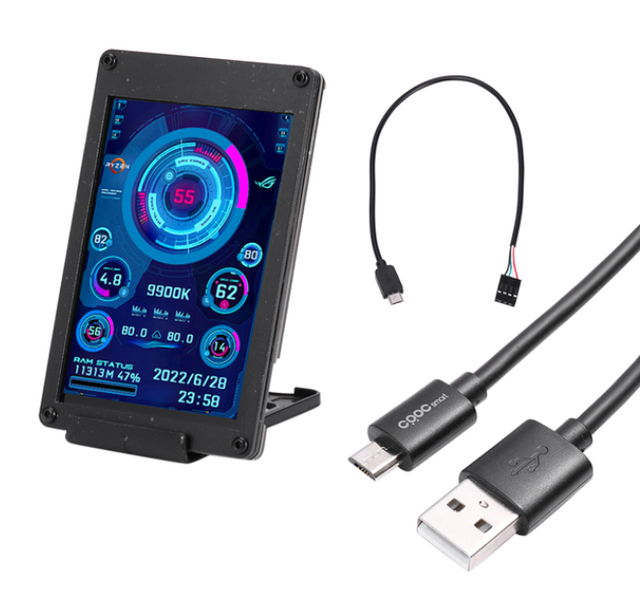 DIY Acrylic Computer Display 3.5 Inch IPS Screen Temperature Monitoring Display CPU GPU RAM 4PIN 2.54 Pin to USB Male for AIDA64