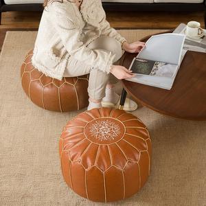 Coussin de sol marocain brodé en forme de citrouille, coussin futon paresseux, coussin de sol en cuir pour la maison, coussin de banquette pour baie vitrée, tabouret de sol tatami pour la maison - Product Image 2