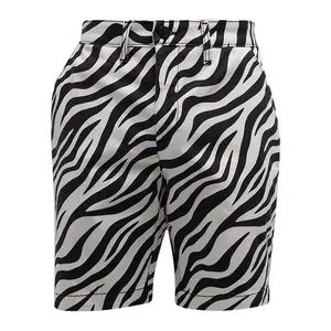 Custom High Quality Men's Cruise Zebra-Print Twill Shorts Regular Rise Knee Length Straight Leg Summer Pants For Men