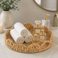 Plateau tressé en jacinthe d'eau, idéal pour hôtels et B&B, décoration d'ambiance de table, assiette à fruits, collations, desserts, panier à pain, rangement polyvalent - Grande Vente