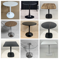 Nordic Ins Table à manger ronde Tables basses en noyer Petite table de cuisine du milieu du siècle Base en métal MDF pour balcon de salon