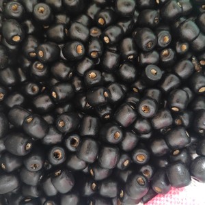 Perles en bois noires de 17-18 mm, perles rondes en vrac pour la fabrication de bijoux, origine Zhejiang - Product Image 3